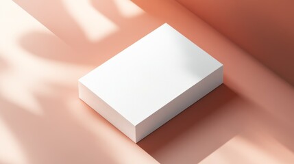 Blank white paper stack mockup on pink background