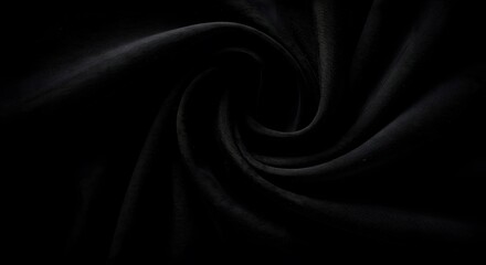 Obraz premium Abstract Swirling Black Fabric Texture Dark Draped Material Background