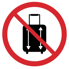No oversized baggage in this area, icon showing suitcase with measurement arrows on a red background