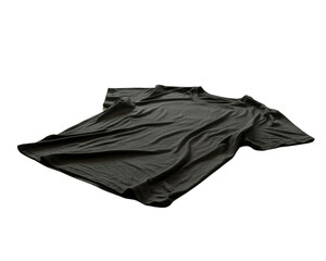 Black plastic garbage bags and black and white cloth objects, some isolated, representing waste and recycling