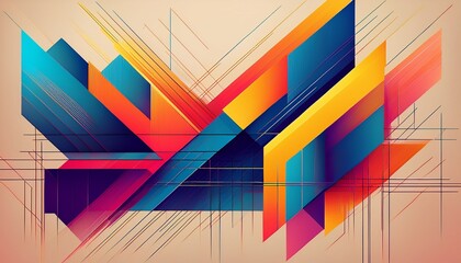 Fototapeta premium geometric abstract shapes vibrant color blocks modern style angle style simple