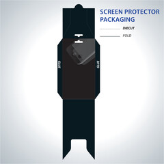 Screen Protector packaging box design element. Clear screen cover design.