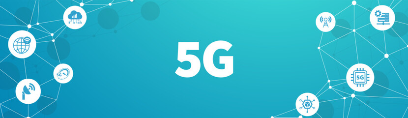 5G banner web icon for business and technology, speed, signal, network, technology, big data, icons.