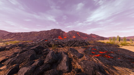 Naklejka premium 火山 3DCGレンダリング