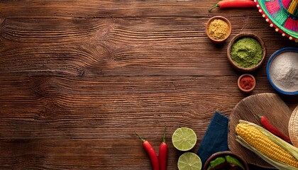 rustic wooden background with mexican theme