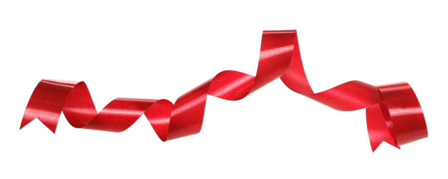 Red ribbon flying, isolated on white background	