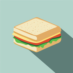 My A Simple flat 2D illustration sandwich bread isolated on transparent background, vector, flat design, animation design, simple flat 2D icon, clipart, flat 2D vector, design by me. vector