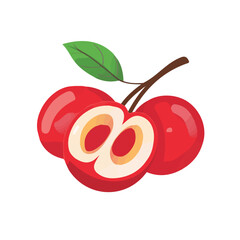 My A Simple flat 2D illustration sliced acerola cherry isolated on transparent background, vector, flat design, animation design, simple flat 2D icon, clipart, flat 2D, design by me. My vector