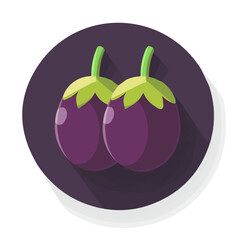 My A Simple flat 2D illustration whole eggplant isolated on transparent background, vector, flat design, animation design, simple flat 2D icon, clipart, flat 2D, design by me. My vector