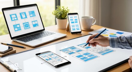 Ui/ux design workshop: digital wireframing on multiple devices
