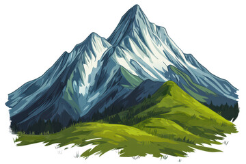 Mountain hikers pop art line logo in watercolor for outdoor adventure branding.