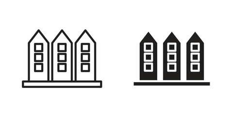 Terraced Houses icon Design Illustrations. editable web icons
