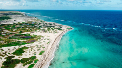 aerial view of the sea and coastline of aruba