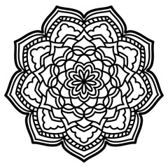 Circular pattern in the form of mandala, decorative ornament in ethnic oriental style, a creative simple mandala design vector style silhouette with white background use for coloring book page, fabric