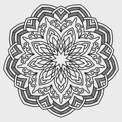 Circular pattern in the form of mandala, decorative ornament in ethnic oriental style, a creative simple mandala design vector style silhouette with white background use for coloring book page, fabric