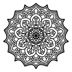 Circular pattern in the form of mandala, decorative ornament in ethnic oriental style, a creative simple mandala design vector style silhouette with white background use for coloring book page, fabric