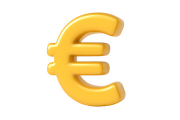 Glossy, 3D euro sign rendered in a bright yellow-orange tone against a black background