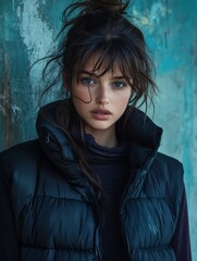 Portrait of a Beautiful Young Woman in Winter Fashion