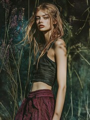 Fashionable Woman in Nature