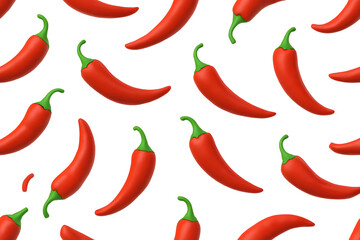 Vivid chili peppers scattered across a black background, some are blurry