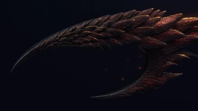 Phoenix Talon Glow: A mystical phoenix talon emits soft embers in a black void, representing myth, rebirth, and burning strength.