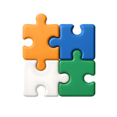 Obraz premium Four colorful jigsaw pieces connected on a black background