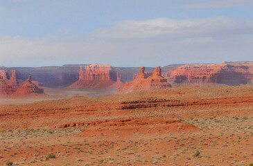 Arizona- Panoramic Desert Landscape of  Monument Valley Colorful Mesas, Buttes and Plateaus