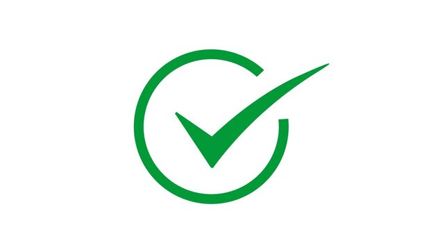 Animated Green Checkmark Video - Correct Tick Sign Approval Success, approved tick mark icon, success, correct concept, transparent background with alpha channel