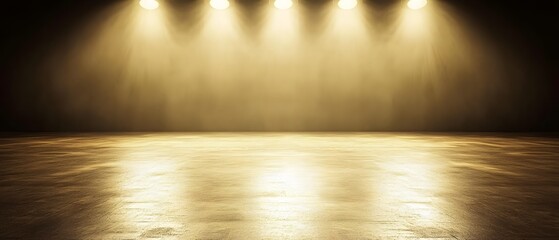 Golden Stage Spotlight Background Studio Empty Floor
