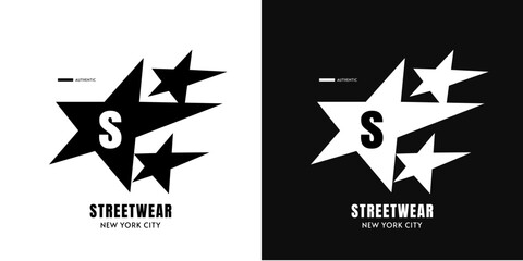 Urban Star Emblem: A sleek monochrome emblem showcases the bold 