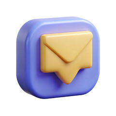 3d rendered email icon with envelope symbol in vibrant yellow and blue colors