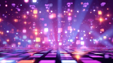 EDM style background with vibrant squares and glowing lights creating a dynamic visual experience for events and music festivals. High quality