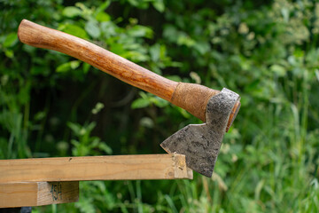 Vintage Axe with Wooden Handle
