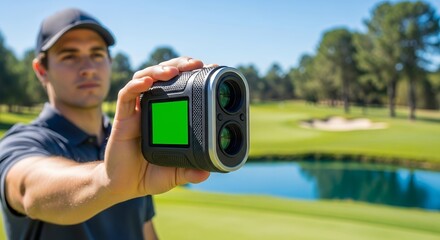Golf Rangefinder Device Green Screen Display Sports Technology Outdoors