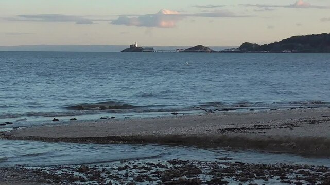 View From Blackpill Beach at High Tide Across Swansea Bay To Mumbles