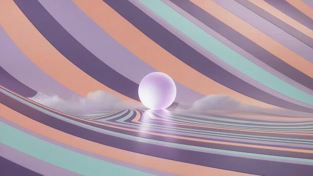 Mystic Orb on Surreal Wave: A glowing orb sits amidst a surreal landscape of pastel wave, suggesting a journey through an alternate reality, hinting at magic, tranquility and wonder.