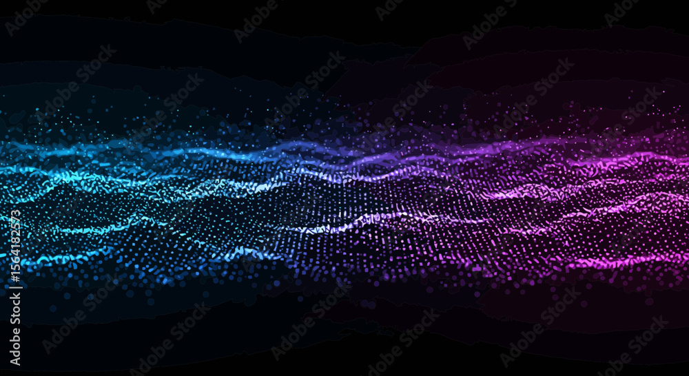 Poster abstract digital wave with flowing particles creates dynamic visual effect