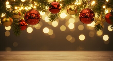 Luminous Christmas Ornaments and Festive Lights A Holiday Background Image