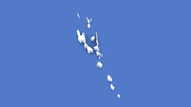 3D Animated Political Map of Vanuatu over blue background. With luma matte.