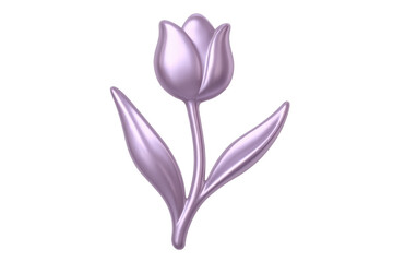 Naklejka premium Metallic tulip design with sleek, polished petals and leaves on transparent background, offering graphic design flexibility