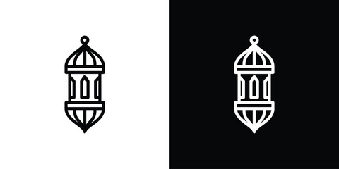 Arabic Lamp icons in line style. Editable black and white strokes