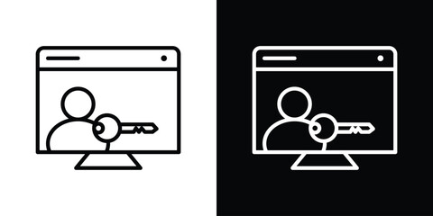 Authorize icons in line style. Editable black and white strokes