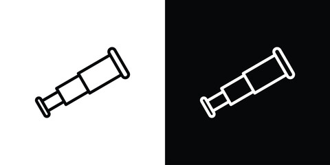 Boat Telescope icons in line style. Editable black and white strokes