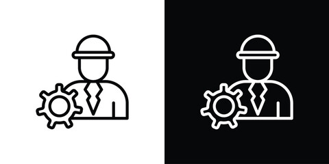 Civil Engineer icons in line style. Editable black and white strokes
