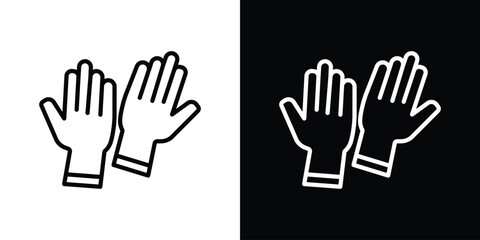 Fototapeta premium Gloves icons in line style. Editable black and white strokes