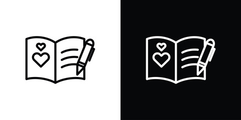 Guests book icons in line style. Editable black and white strokes