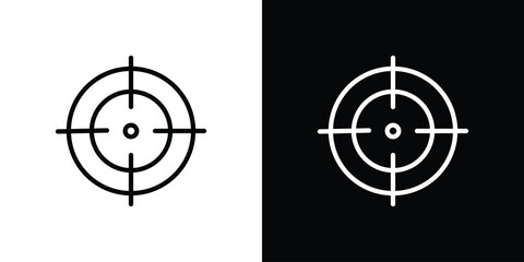 Gun target icons in line style. Editable black and white strokes