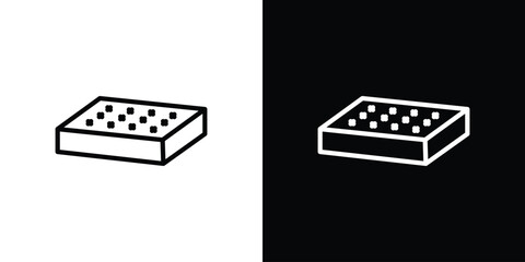 Mattress icons in line style. Editable black and white strokes