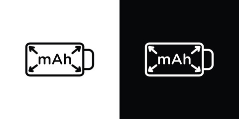 mAh icons in line style. Editable black and white strokes