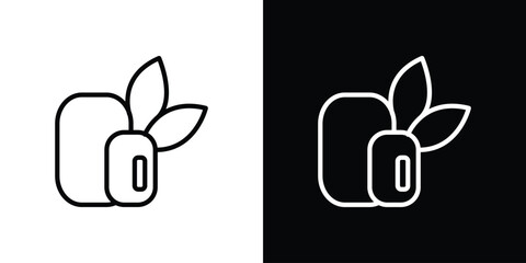 Mint gum icons in line style. Editable black and white strokes